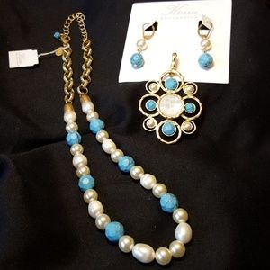 3 Piece's Genuine Stones Lia Neck., Pendant & P.e.